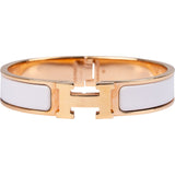Hermès Gold Tone White Clic H Bracelet