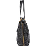 Prada Crinkled Vernice Naplak Leather Zip Around Tote Shoulder Bag