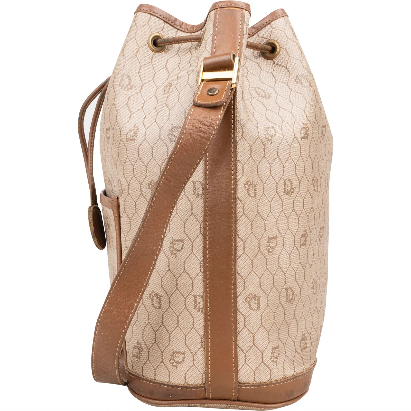 [🔄️B20 / F42] Christian Dior Honeycomb Canvas Bucket Shoulder Bag - vintageandkickz