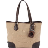 Prada Canvas Jacquard Emblem Tote Shoulder Bag