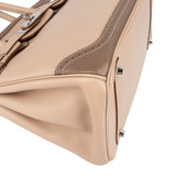 Hermès Swift Blanc Gris Perle Ghillies Palladium Birkin 30 Handbag