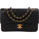 Chanel Quilted Lambskin 24K Gold Small Double Flap Shoulder Bag