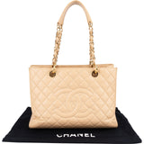 Chanel Quilted Caviar Leather CC Grand Shopping Tote Shoulder Bag
