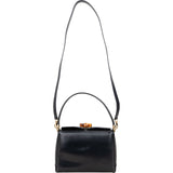 Gucci Blue Vintage Leather Bamboo Top Handle Handbag