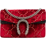 Gucci Monogram Velvet GG Crinkled Leather Crystal Dionysus Mini Crossbody Bag