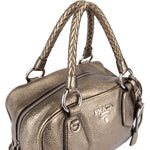 [🔄️B11 / F19] Prada Metallic Pebbled Leather Bauletto Bag Handbag - vintageandkickz