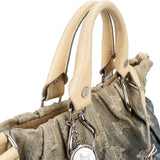 Celine Denim Ombre Monogram Croc-Embossed Leder Blason Pillow Crossbody Handbag