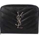 Yves Saint Laurent Grained Matelassé Leather Portefeuille Famme Compact Zip Around Wallet
