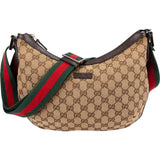 Gucci Monogram GG Canvas Web Strap Half Moon Crossbody Bag
