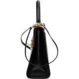 Gucci Black Grained Leather Padlock Top Handle Handbag