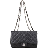 Chanel Quilted Caviar Leather Jumbo Single Flap Crossbody Bag