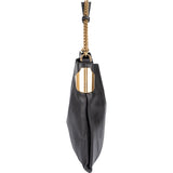 Gucci Black Leather 1970 Gold Hobo Shoulder Bag
