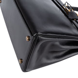 Hermès Box Calf Kelly Sellier 28 Handbag xx stempel / auf schwarz gefärbt? - vintageandkickz