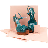 Miu Miu Patent Leather Studded Platform Sandals Heels (39)