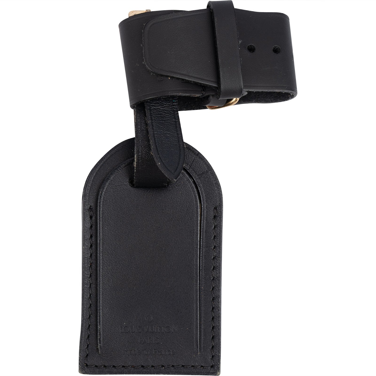[🔄️B21 / F49] Louis Vuitton Noir Leather Luggage Tag - vintageandkickz