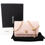 Chanel Quilted Lambskin Adjustable Ball Wallet On Chain Crossbody Bag