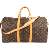 Louis Vuitton Monogram Canvas Keepall 50 Bandoulière Travel Bag