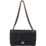 Chanel Quilted Caviar Leather Palladium Jumbo Double Flap Crossbody Bag