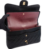 Chanel Quilted Caviar Leather Palladium Jumbo Double Flap Crossbody Bag
