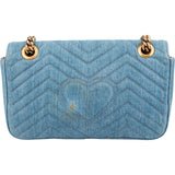 Gucci Denim Matelassé Denim Pearl GG Marmont Crossbody Bag