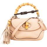 Gucci Pebbled Leather Bamboo Top Handle Flap Daily Handbag