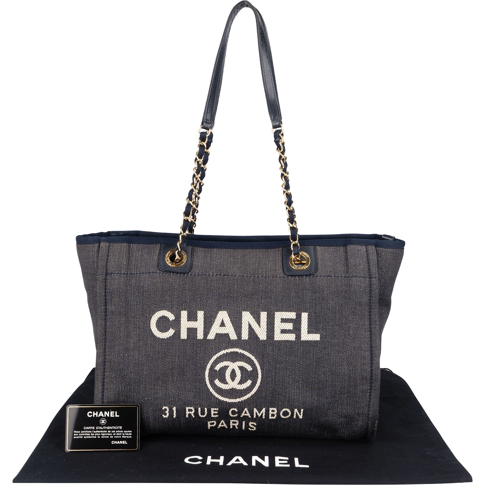 Chanel Denim Deauville Tote Shoulder Bag - vintageandkickz