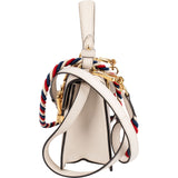 Gucci White Leather Sylvie Mini Top Handle Crossbody Handbag