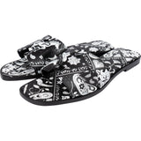 Hermès Black & White Leather Imprime Animaux Bandana Oran Sandals (37,5)
