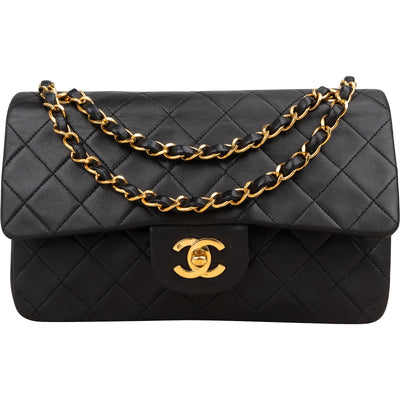 Chanel Quilted Lambskin Small 24K Gold Double Flap Shoulder Bag