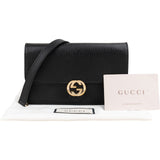 Gucci Grained Leather Interlocking GG Wallet on Chain Crossbody Bag