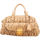 Miu Miu Matelassé Vitello Lux Leather Bowler Coffer Handbag
