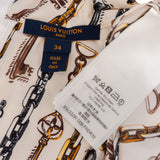 Louis Vuitton Asymetric Chain Print Silk Longsleeve Blouse Dress (34)
