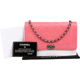 Chanel Quilted Lambskin Boy Wallet On Chain Crossbody Bag