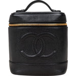 Chanel Caviar Leather Vanity Case Handbag - vintageandkickz