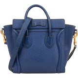 Céline Blue Grained Leather Nano Luggage Crossbody Handbag