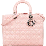 [🔄️B09 / F25] Christian Dior Pink Patent Leather Large Lady Dior Handbag - vintageandkickz