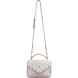 MCM Silver Leather Milla Studded Flap Crossbody Bag