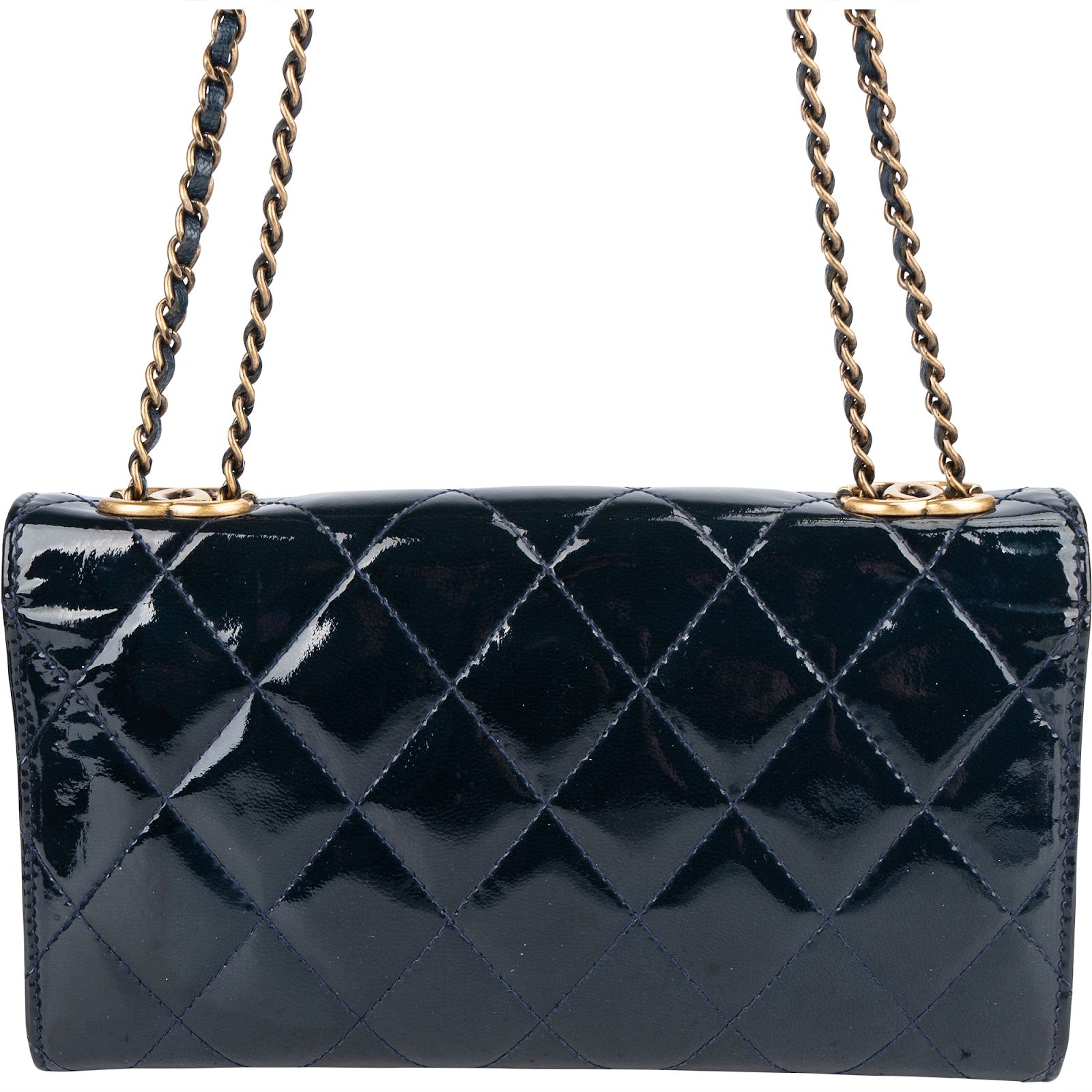 Chanel Quilted Patent Leather Single Flap Crossbody Bag - vintageandkickz