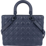 Christian Dior Matte Cannage Calfskin Large Lady Dior Handbag
