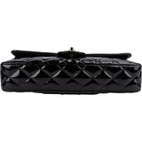 Chanel Quilted Patent Leather East West Single Flap Shoulder Bag