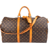 Louis Vuitton Monogram Canvas Keepall 50 Bandoulière Travel Bag