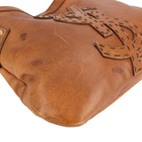 Yves Saint Laurent Leather Stitched Emblem Hobo Shoulder Bag