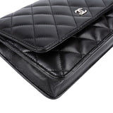 Chanel Quilted Lambskin Palladium Wallet On Chain Crossbody Bag