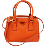 Prada Orange Saffiano Lux Leather Micro Galleria Crossbody Handbag
