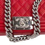 Chanel Perforated Quilted Lambskin Palladium Medium Boy Crossbody Bag