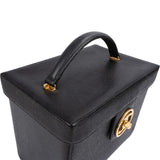 Chanel Black Caviar Leather 24K Gold CC Top Handle Vanity Case Handbag