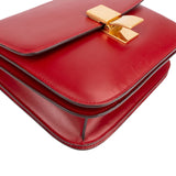 Céline Red Calfskin Classic Box Medium Crossbody Bag