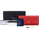 Prada Red Pebbled Leather Continental Wallet
