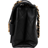 Chanel Quilted Lambskin Chain Spellout Letters Single Flap Crossbody Bag