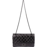 Chanel Aged Qulited Calfskin 2.55 Reissue So Black Jumbo Double Flap Crossbody Bag